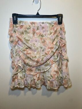 Lulu's Pastel Floral Ruffle Tie-Side Mini Skirt